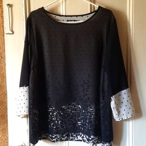Beautiful xl black white layered blouse